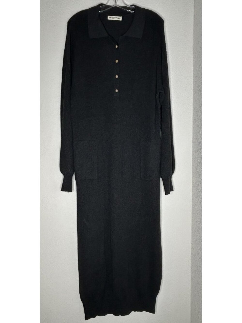 Natural Life Sweater Dress Womens L/XL Gray Collared Knit Long Pockets Maxi
